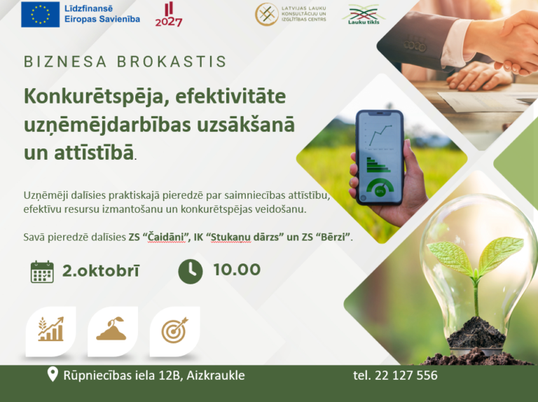 Afiša: Biznesa brokastis “Konkurētspēja un efektivitāte uzņēmējdarbības uzsākšanā un attīstībā”